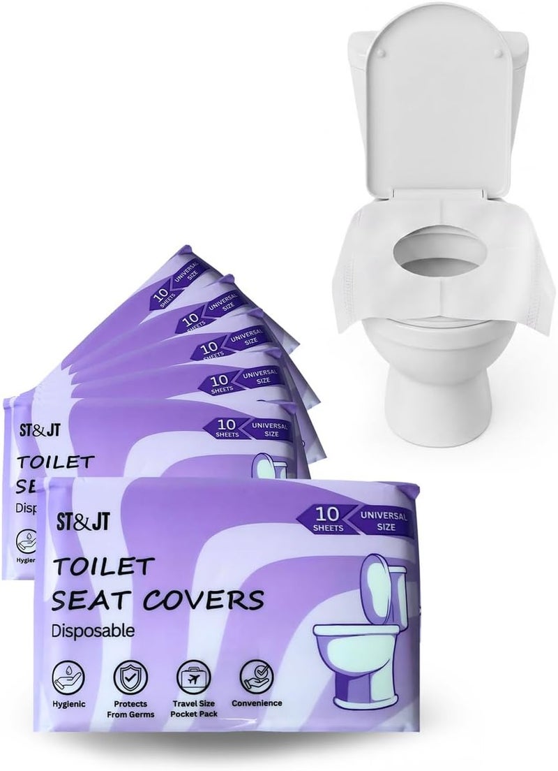 ST&JT Travel Toilet Seat Covers Disposable Flushable – XL Protection for Standard & Elongated Toilets, 100 Pack - Image 1